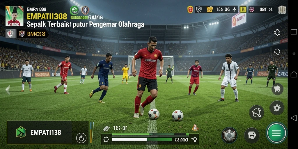Tangkapan layar gameplay <strong>EMPATI138</strong> menampilkan aksi seru di lapangan sepak bola.