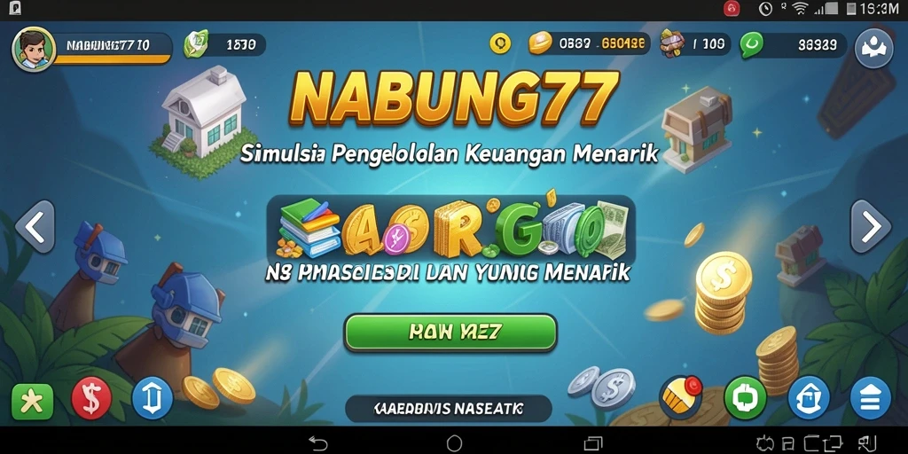 Gameplay NABUNG77 yang menunjukkan pengelolaan keuangan secara interaktif.