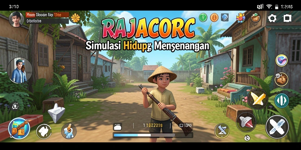 Tampilan gameplay menarik dari RAJACORC yang menunjukkan interaksi karakter.