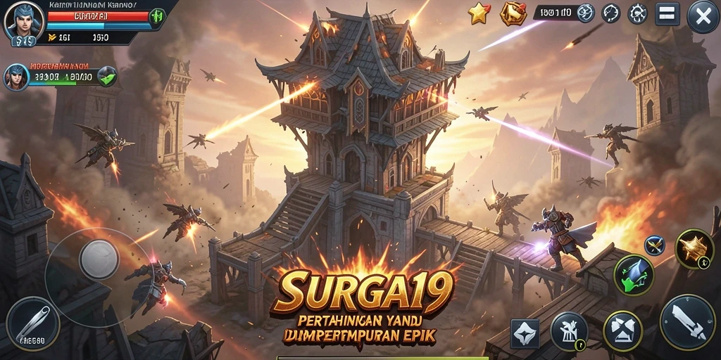 Tampilan gameplay SURGA19 dalam aksi Tower Defense yang mendebarkan.