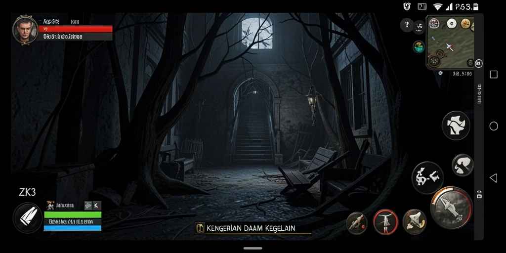 Screenshot menakutkan dari gameplay ZK3 dengan suasana mencekam.